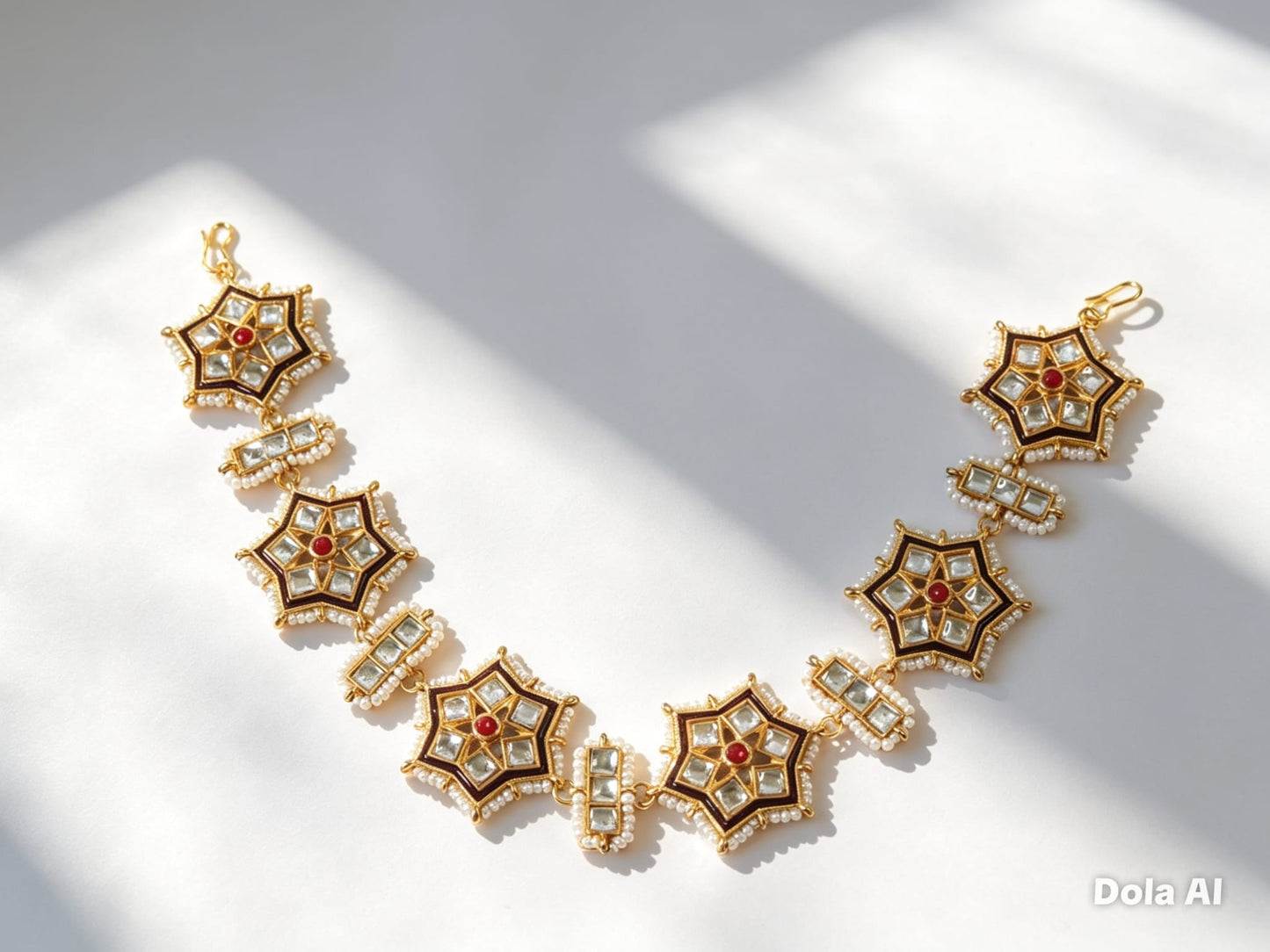 Kundan Star Bracelet with Ruby Accents | Traditional Indian Jewellery | Simply Sajavat Manchester
