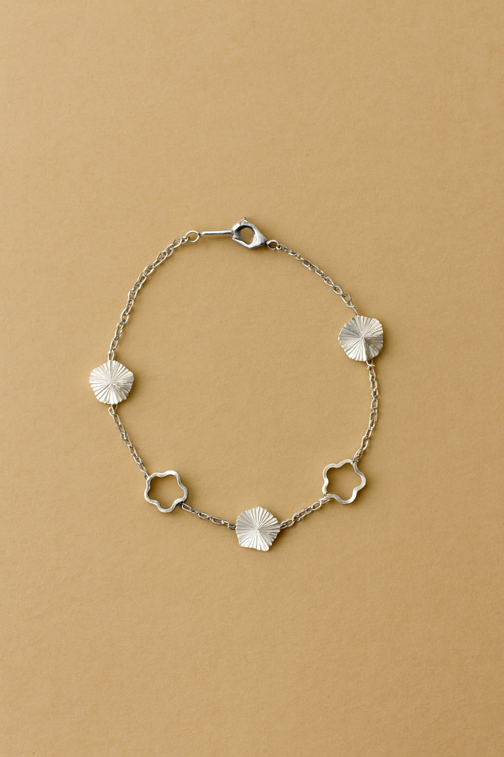 Stainless Steel Silver Clover Charm Bracelet
