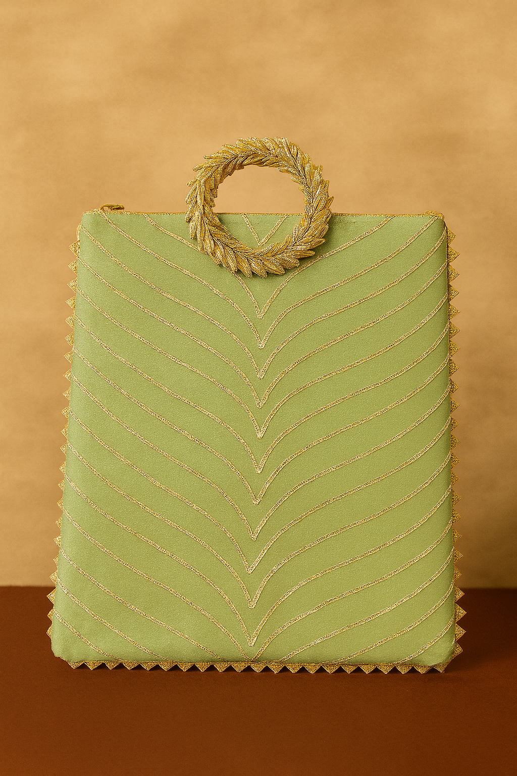 Sage Green Gota Gift Hamper with Golden Wreath Handle