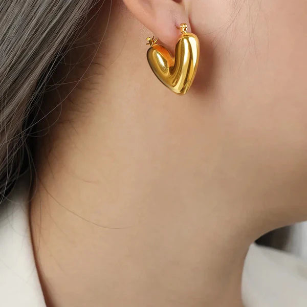 Gold Plated Anti Tarnish Heart Themed Earrings