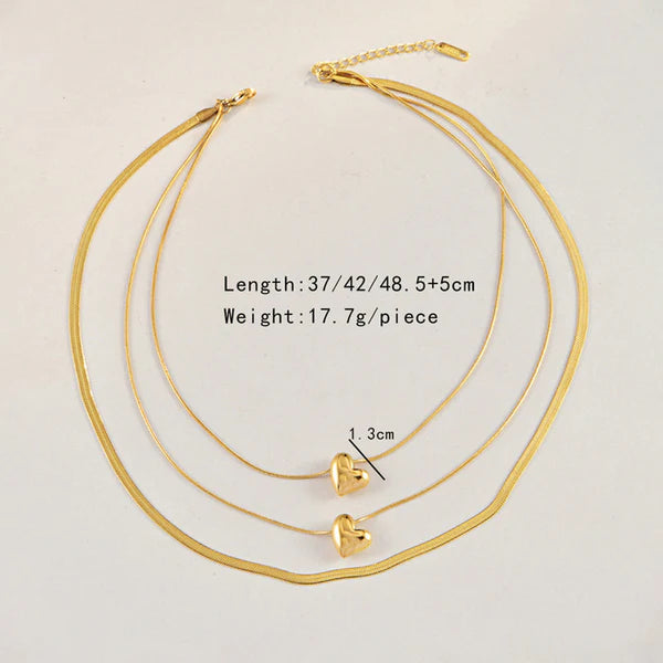 Gold-Plated Anti Tarnish Heart Themed Layered Necklace