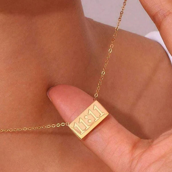 Gold-Plated Anti Tarnish 11:11 Angel Make a Wish Stainless Steel Pendant Gold