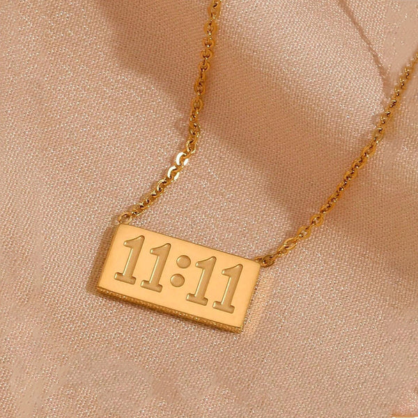 Gold-Plated Anti Tarnish 11:11 Angel Make a Wish Stainless Steel Pendant Gold
