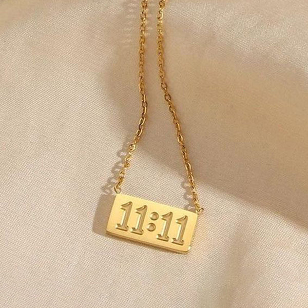 Gold-Plated Anti Tarnish 11:11 Angel Make a Wish Stainless Steel Pendant Gold