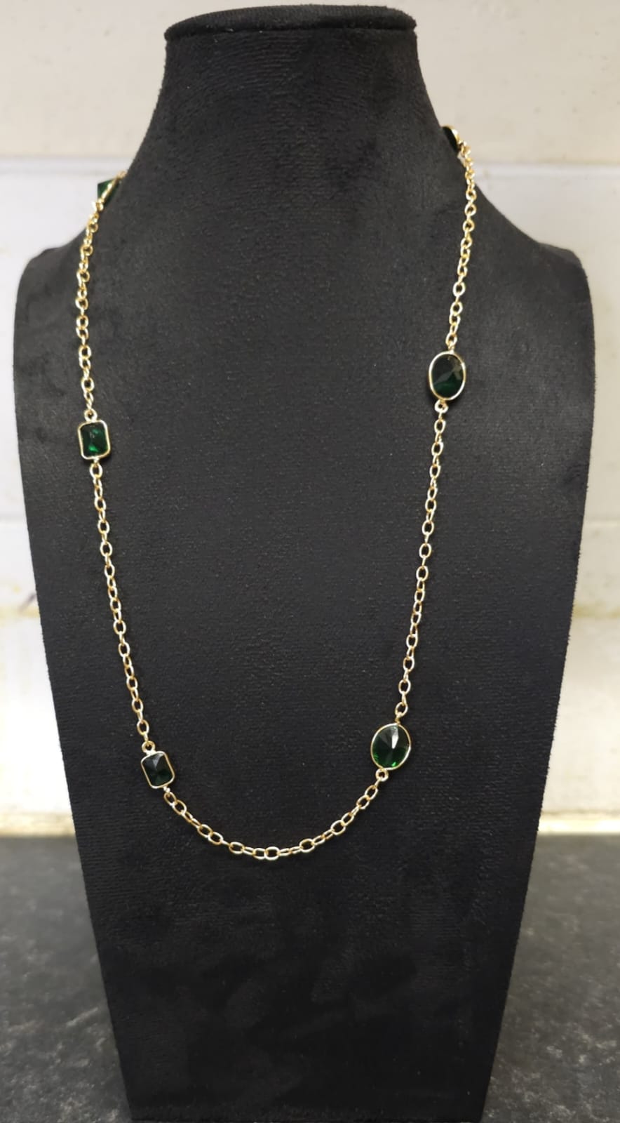 Golden Brass Chain Necklace | Gemstone Accent Solid Metal Necklace | Simply Sajavat Manchester