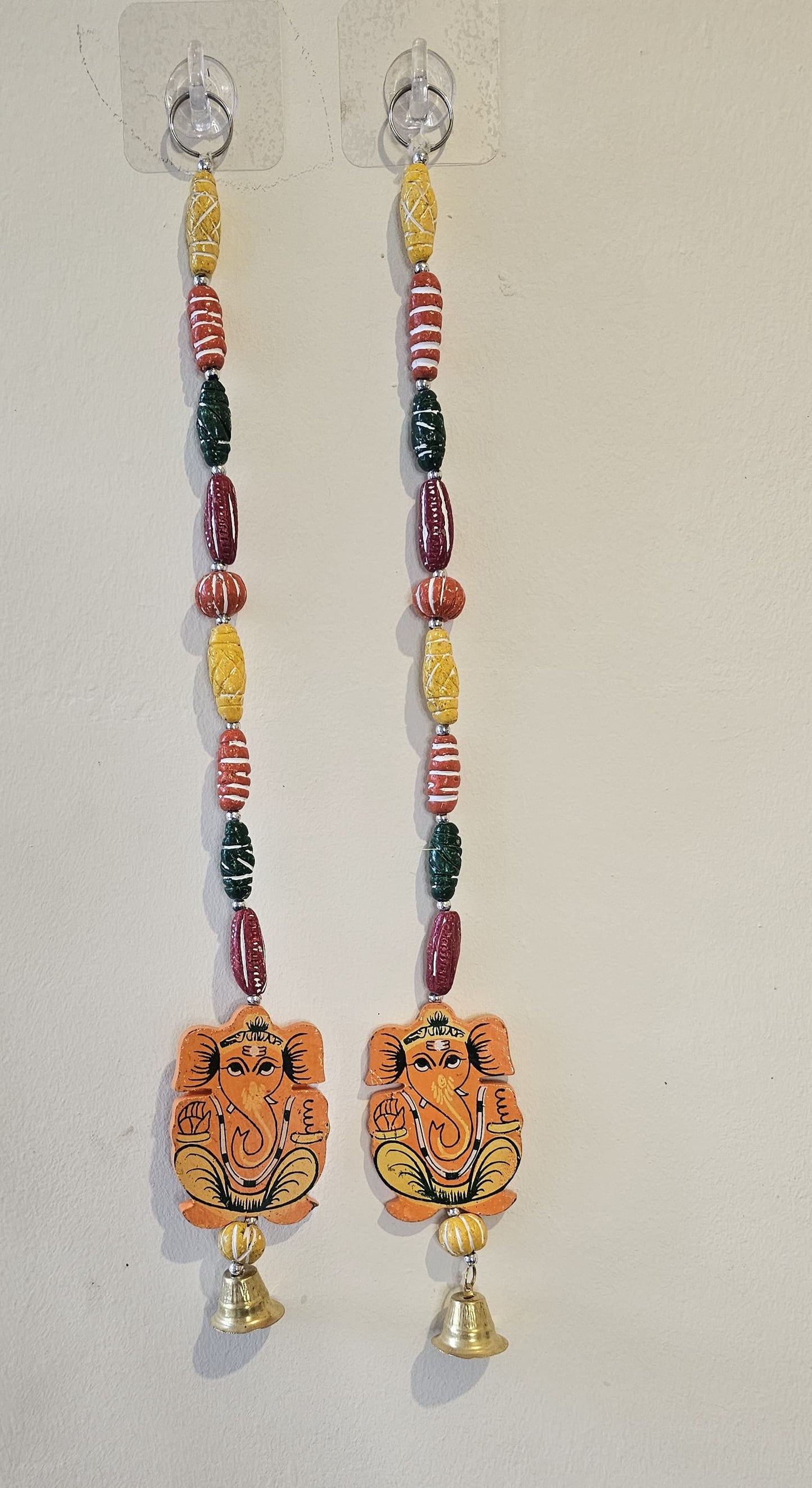 Wooden Ganesh wall hanging with bells