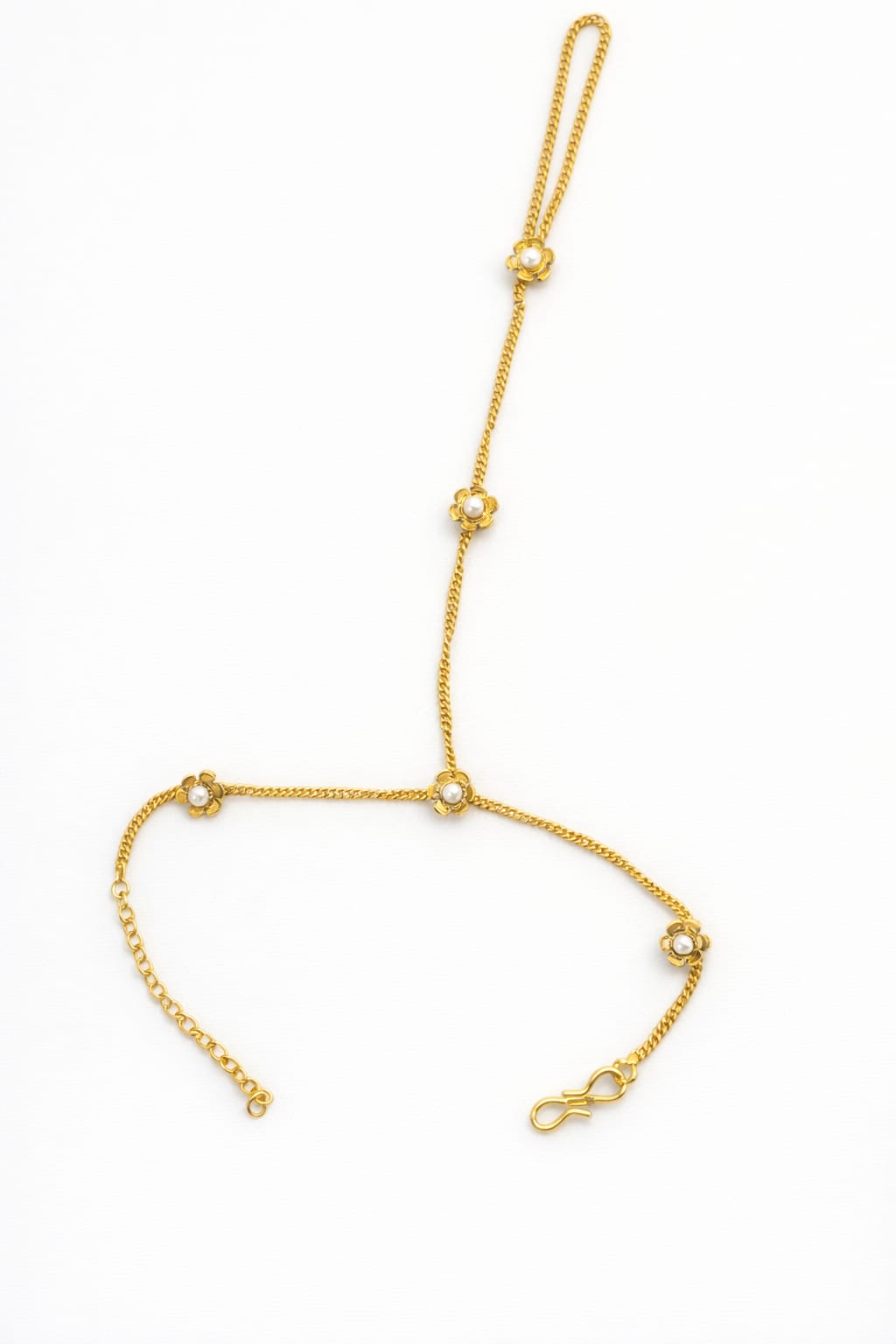 Gold Pearl Floral Haathphool | Traditional Indian Hand Harness Jewellery | Simply Sajavat Manchester