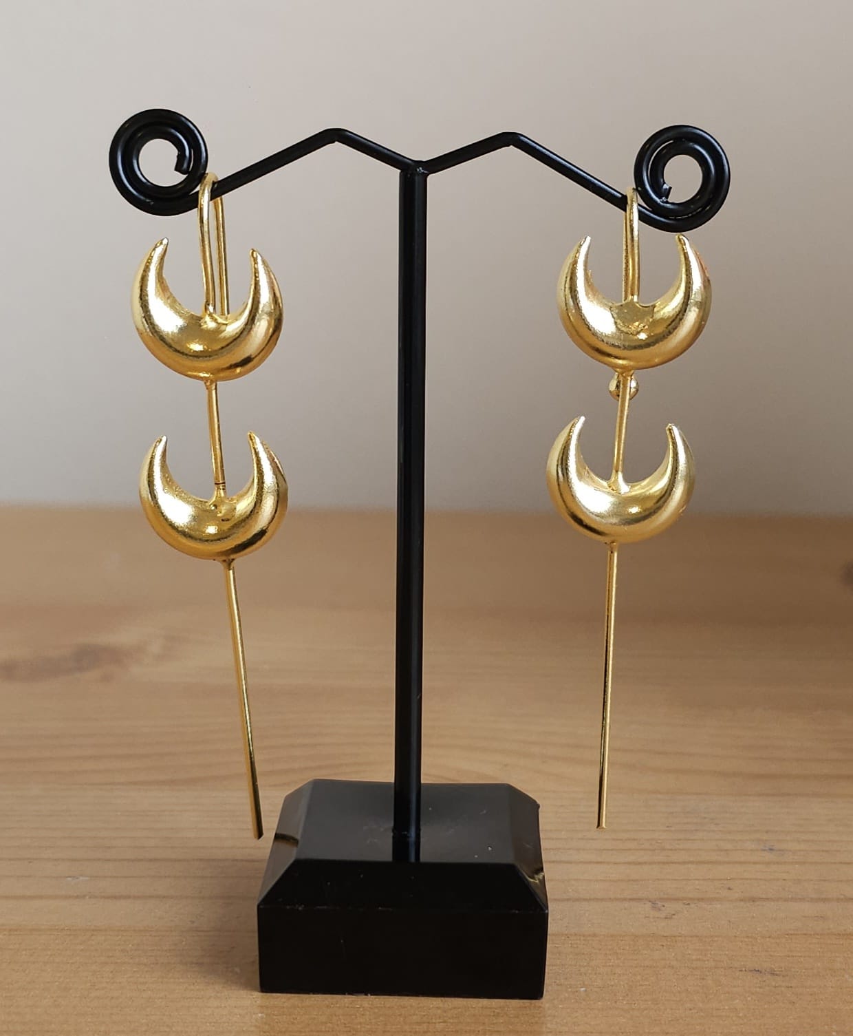 Golden Brass Crescent Moon Ear Cuffs | Solid Metal Celestial Wrap Earrings | Simply Sajavat Manchester