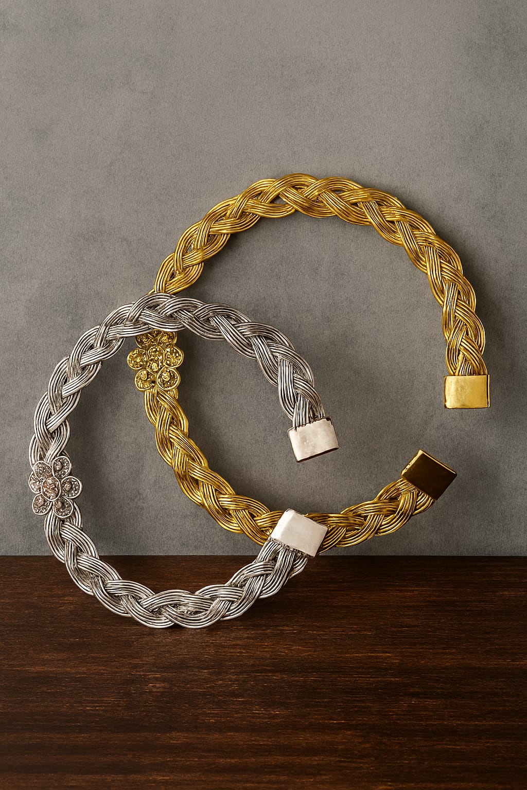 Gold Braided Hasli with Ornate Centerpiece