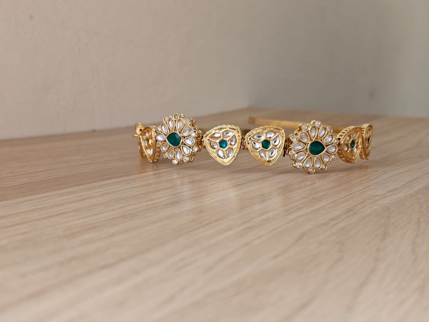 Simply Sajavat Floral Crystal Hairband | Hand-Finished Flower Motif Headband | Gold-Tone Festive Accessory