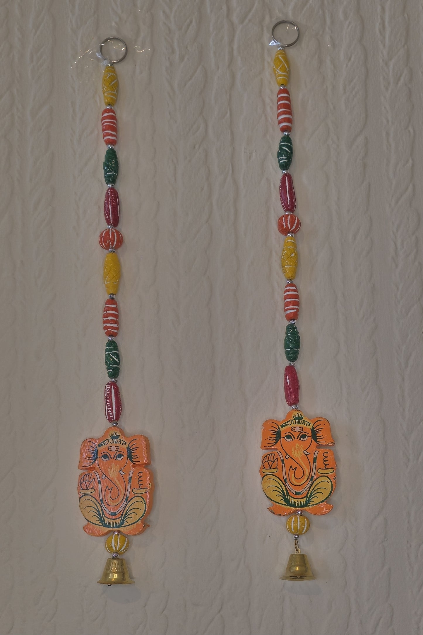 Wooden Ganesh wall hanging with bells