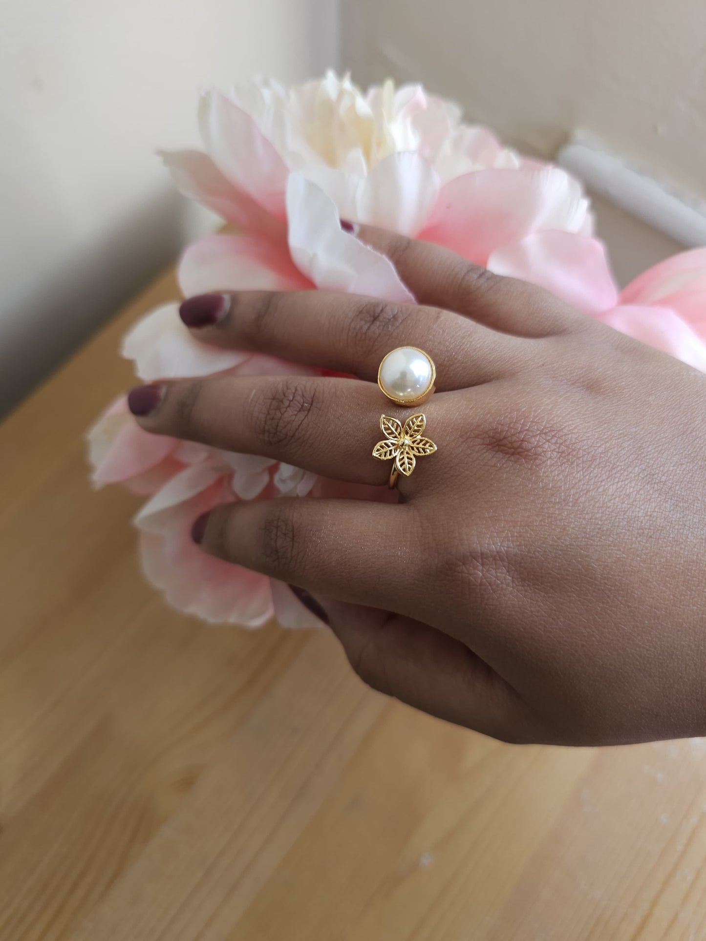 Golden Brass Bar Double Finger Ring | Solid Metal Geometric Statement Ring | Simply Sajavat Manchester