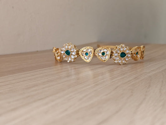 Simply Sajavat Floral Crystal Hairband | Hand-Finished Flower Motif Headband | Gold-Tone Festive Accessory