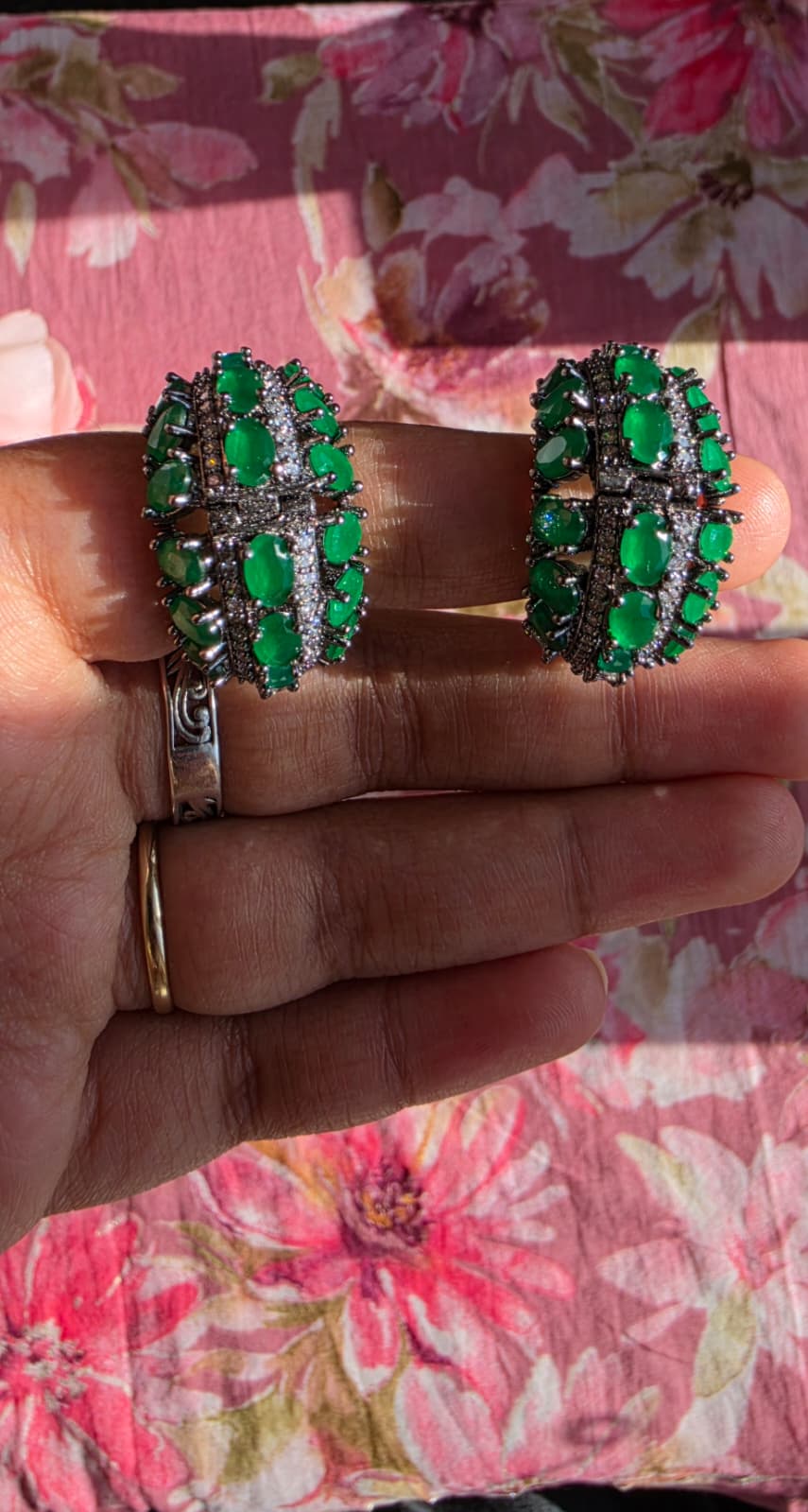 Statement Crystal & Bead Drop Earrings | Vibrant Green, Pink & Multicolor | Simply Sajavat Manchester