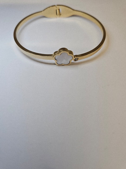Clover Gem Bangle (Stainless Steel)