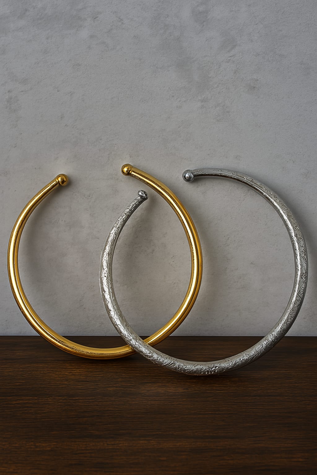 Minimalist Open Hasli Choker | Classic Smooth Gold & Etched Silver Collar | Simply Sajavat Manchester