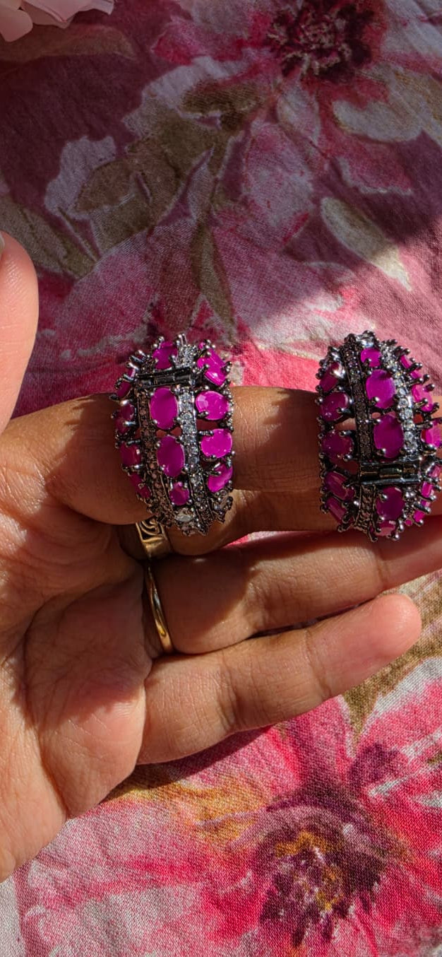 Statement Crystal & Bead Drop Earrings | Vibrant Green, Pink & Multicolor | Simply Sajavat Manchester