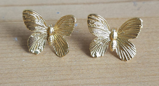 Golden Brass Butterfly Stud Earrings