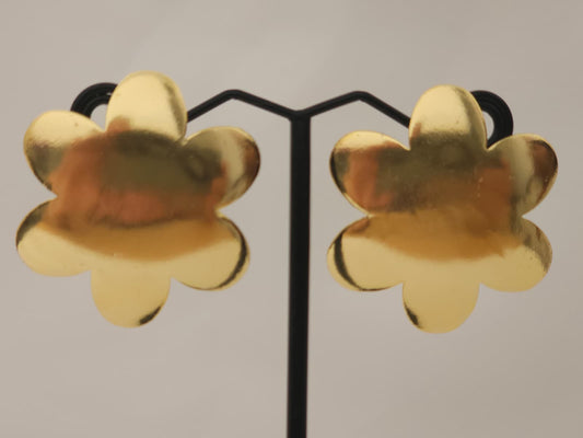 Floral  Earrings Handcrafted Brass Flower Studs | Oversized Floral Statement Earrings