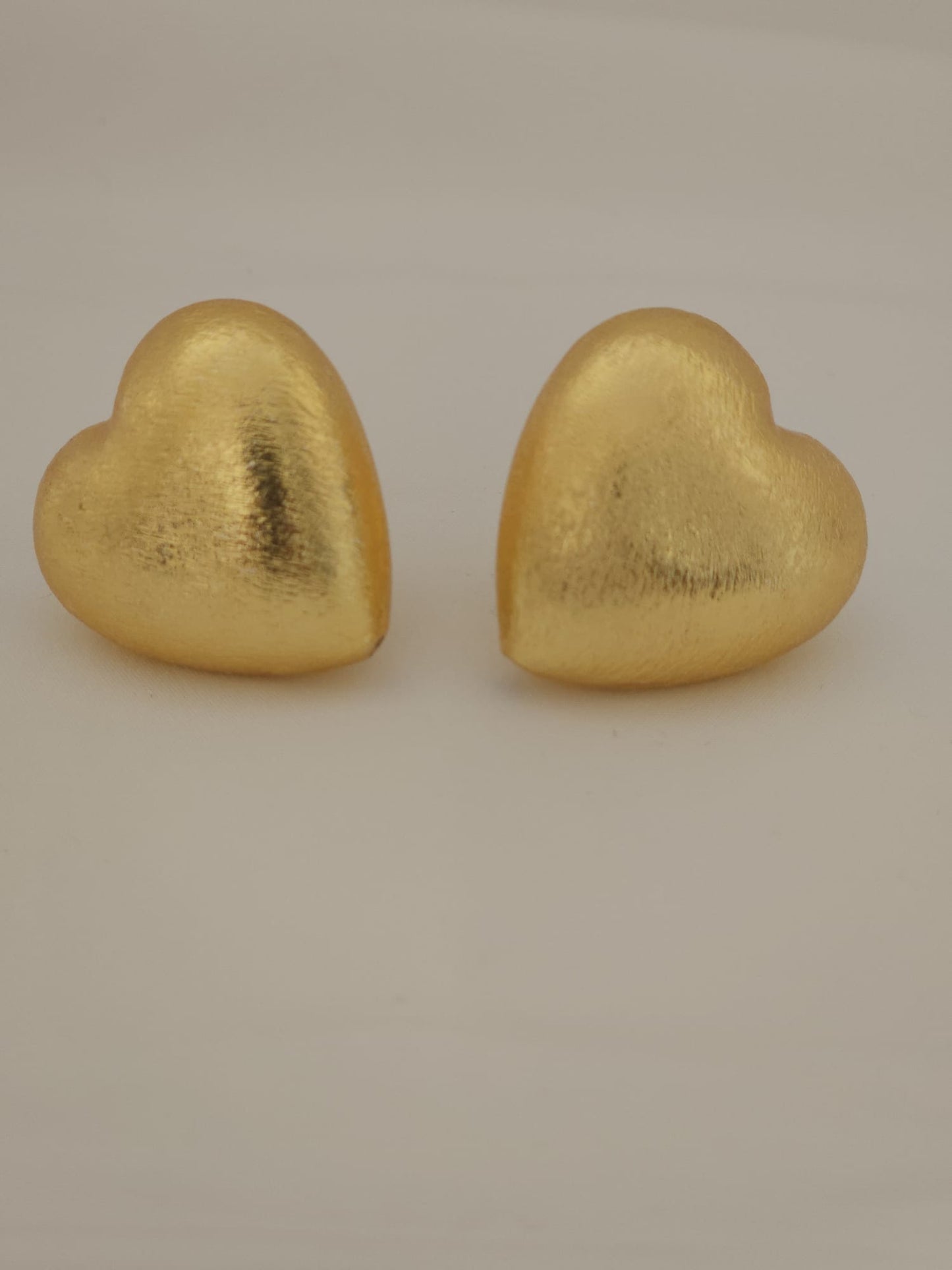 Handcrafted Brushed Brass Heart Studs | Textured Love Motif Statement Earrings | Premium Artisan Jewelry UK