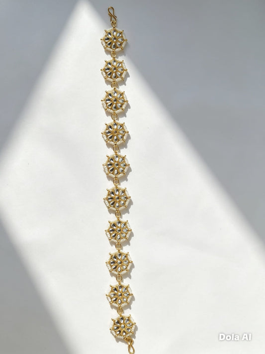 Gold Kundan Floral Matha Pati | Traditional Indian Bridal Headpiece | Simply Sajavat Manchester