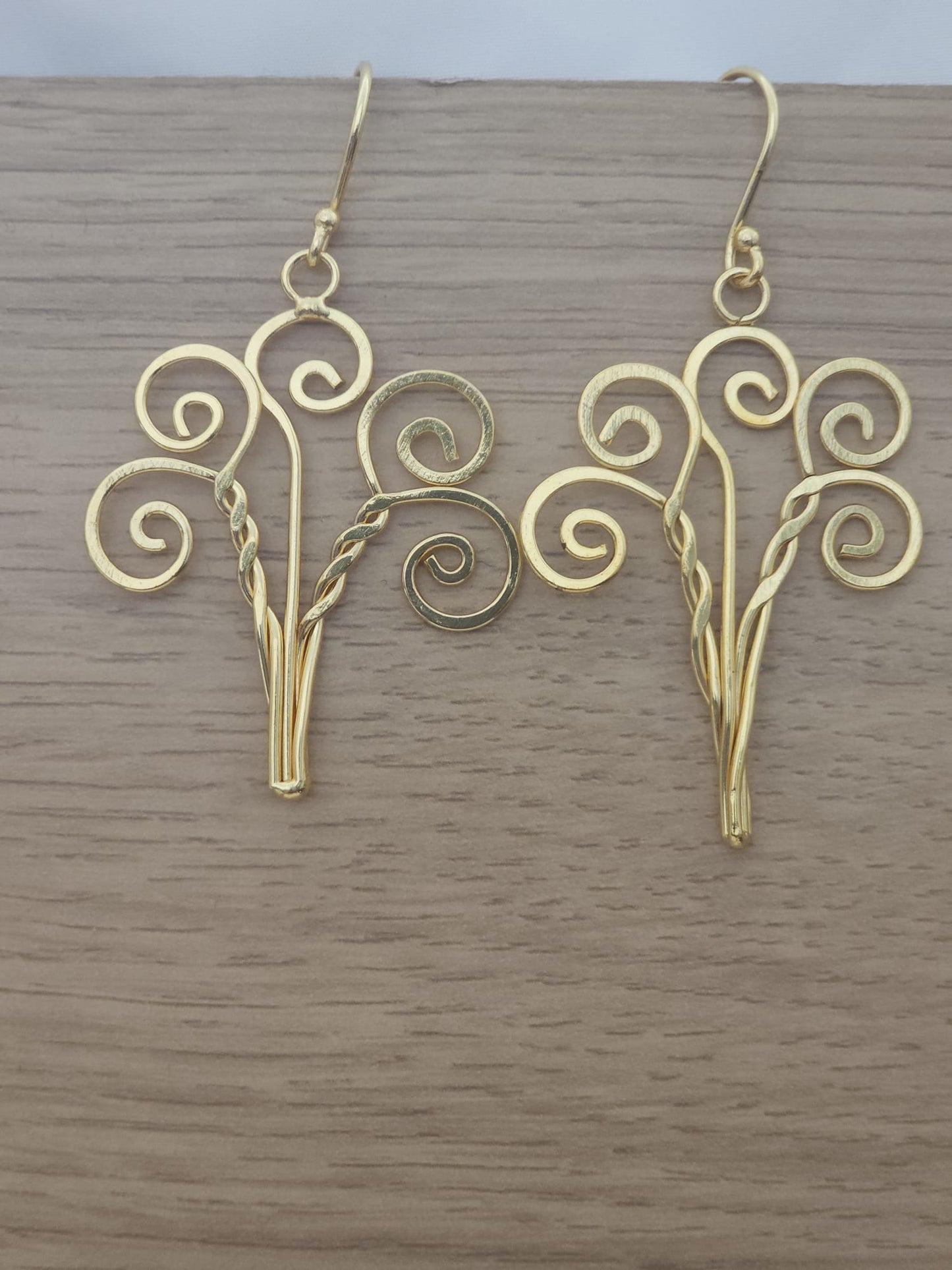 Handcrafted Indian Brass Swirl Earrings | Filigree Drop Dangler Earrings | Premium Artisan Jewelry UK