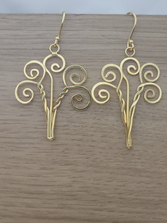 Handcrafted Indian Brass Swirl Earrings | Filigree Drop Dangler Earrings | Premium Artisan Jewelry UK