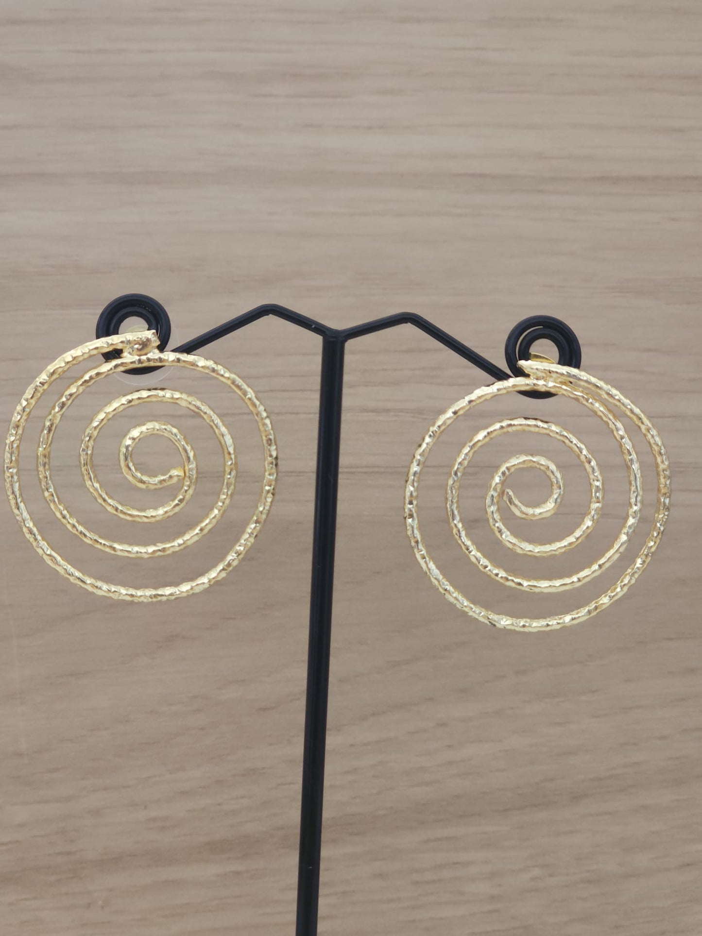 Handcrafted Hammered Brass Spiral Studs | Swirl Geometric Statement Earrings | Premium Artisan Jewelry UK