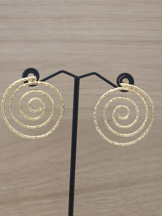 Handcrafted Hammered Brass Spiral Studs | Swirl Geometric Statement Earrings | Premium Artisan Jewelry UK