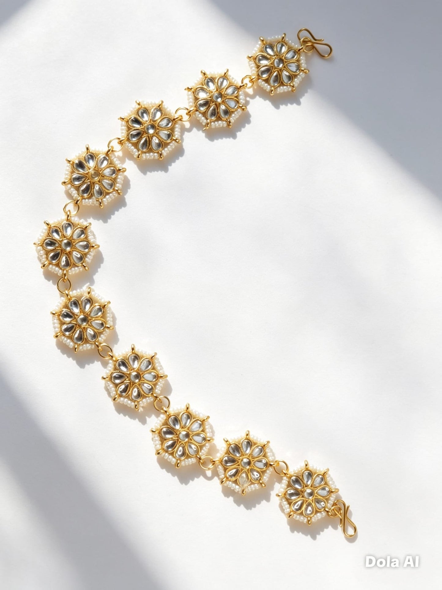 Gold Kundan Floral Matha Pati | Traditional Indian Bridal Headpiece | Simply Sajavat Manchester