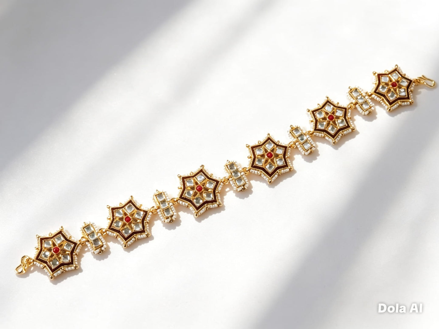 Kundan Star Bracelet with Ruby Accents | Traditional Indian Jewellery | Simply Sajavat Manchester