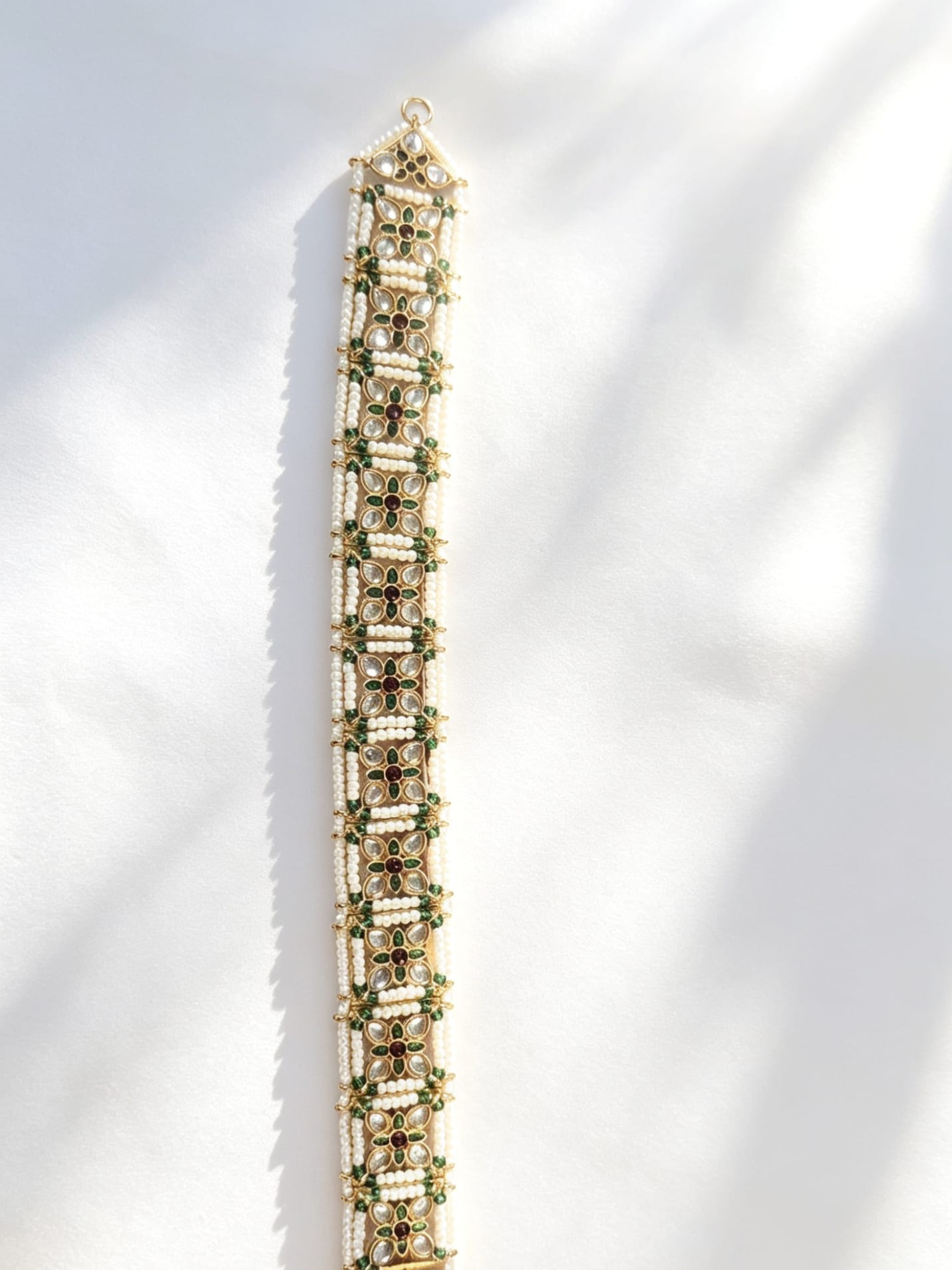 Emerald Kundan Matha Pati with Pearl Borders | Traditional Indian Bridal Headpiece | Simply Sajavat Manchester