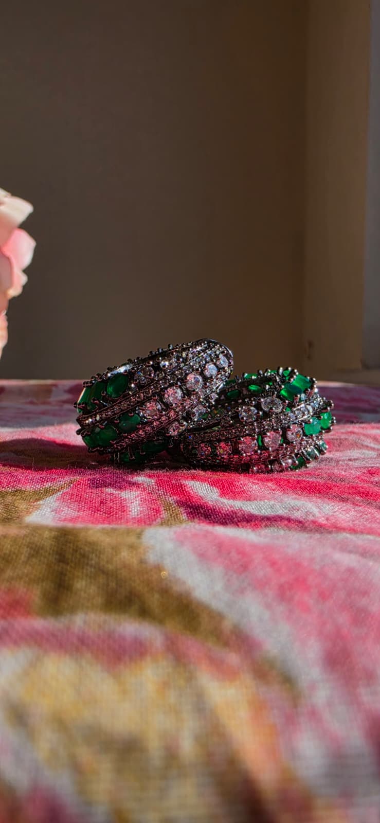 Statement Crystal & Bead Drop Earrings | Vibrant Green, Pink & Multicolor | Simply Sajavat Manchester