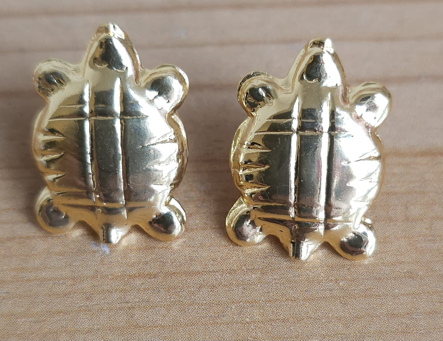 Golden Tortoise Brass Ear Studs