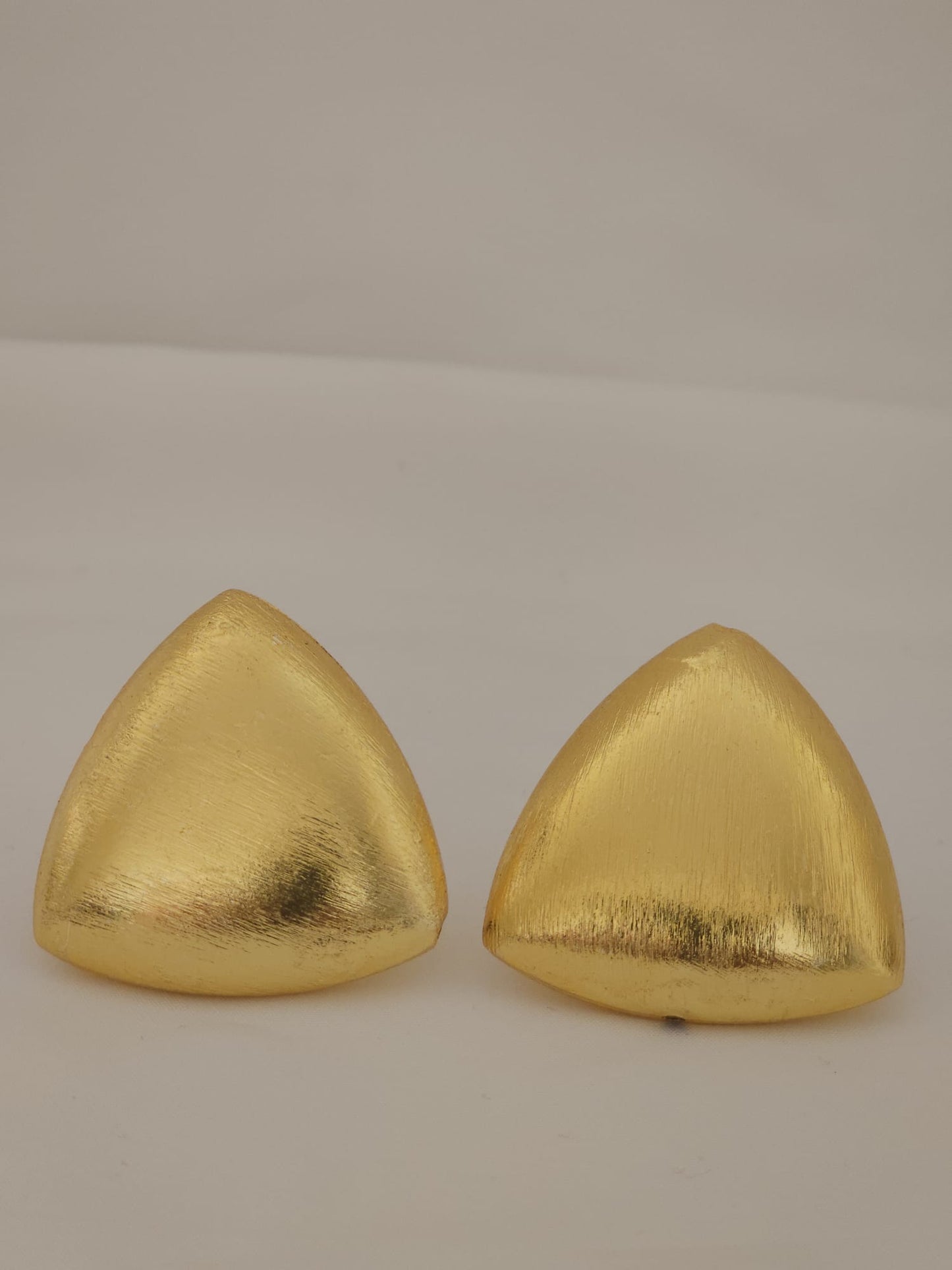 Handcrafted Brushed Brass Shield Studs | Oversized Geometric Statement Earrings | Premium Artisan Jewelry UK