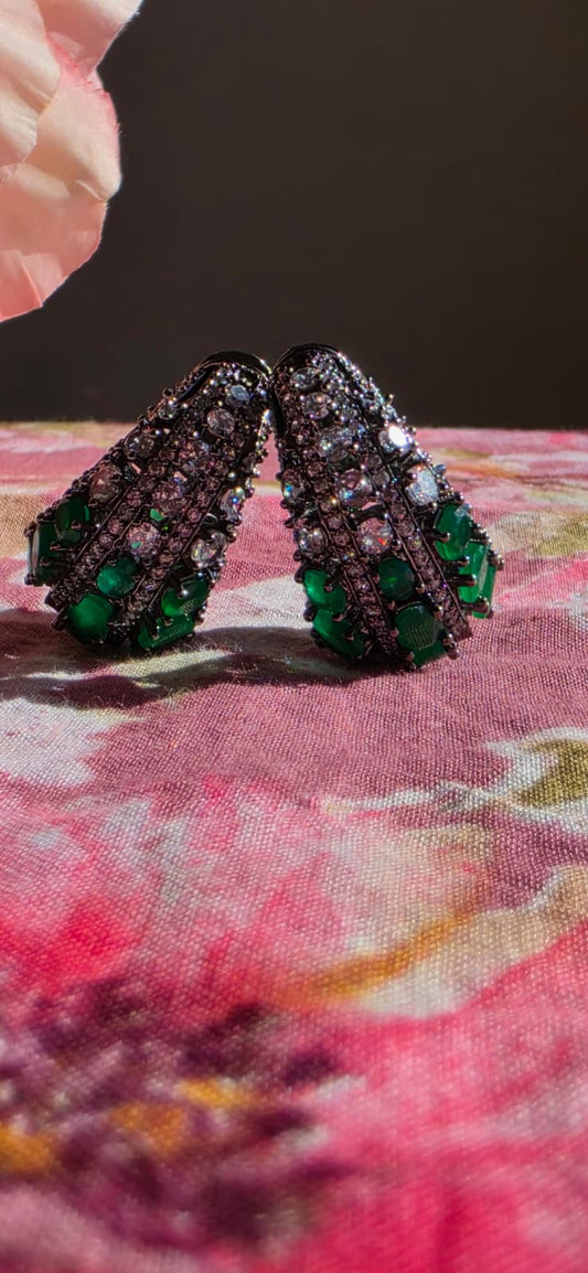 Statement Crystal & Bead Drop Earrings | Vibrant Green, Pink & Multicolor | Simply Sajavat Manchester