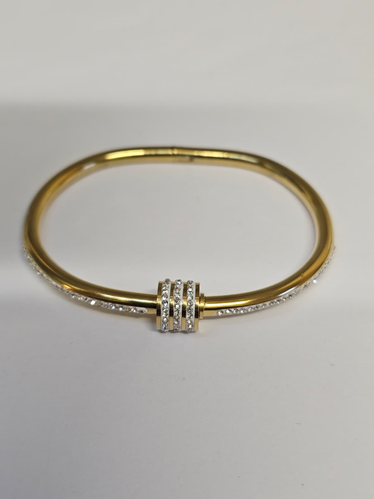 Waterproof Triple Row Crystal Bangle | Anti-Tarnish Gold Stainless Steel | Simply Sajavat Manchester
