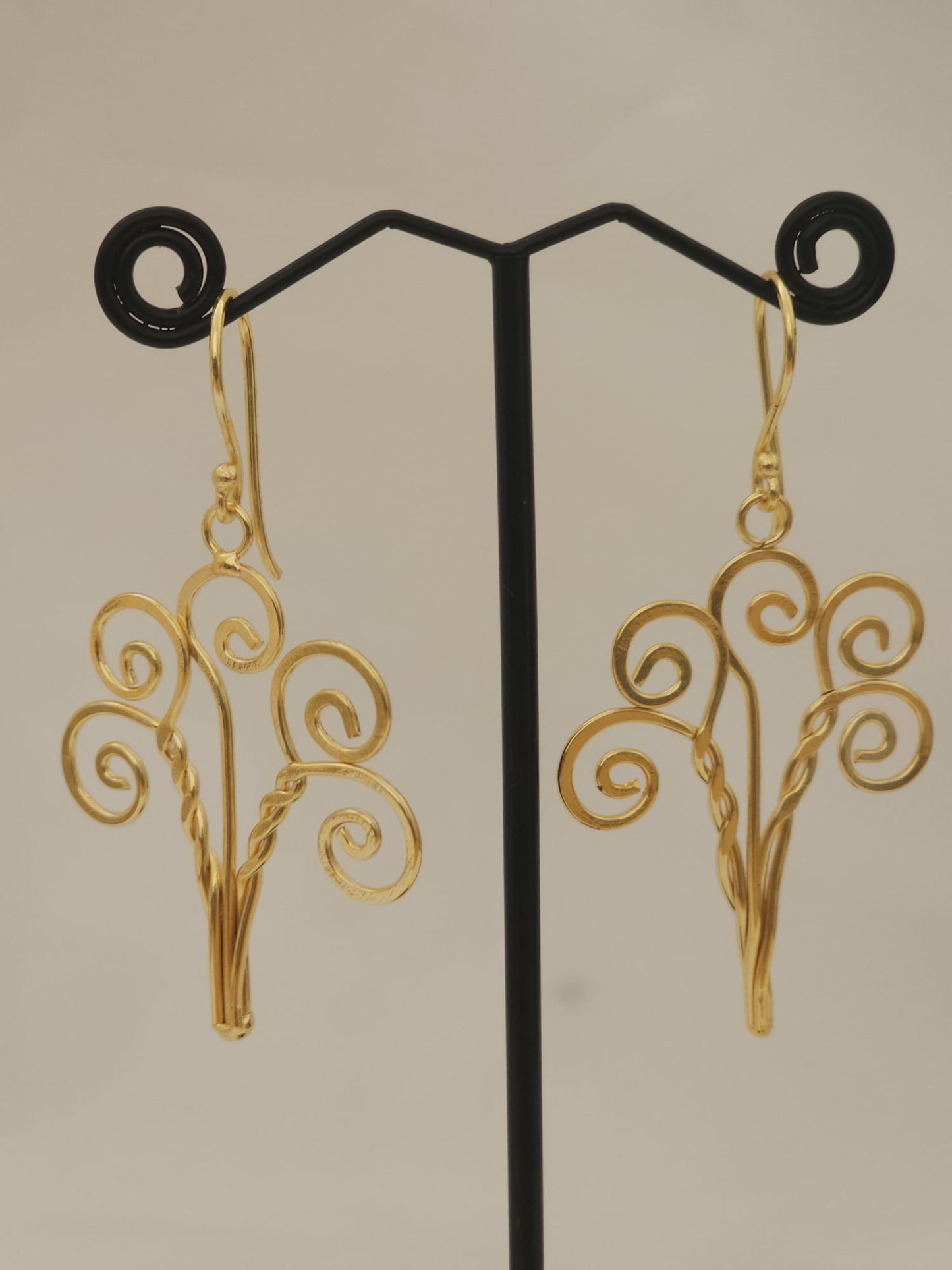 Handcrafted Indian Brass Swirl Earrings | Filigree Drop Dangler Earrings | Premium Artisan Jewelry UK