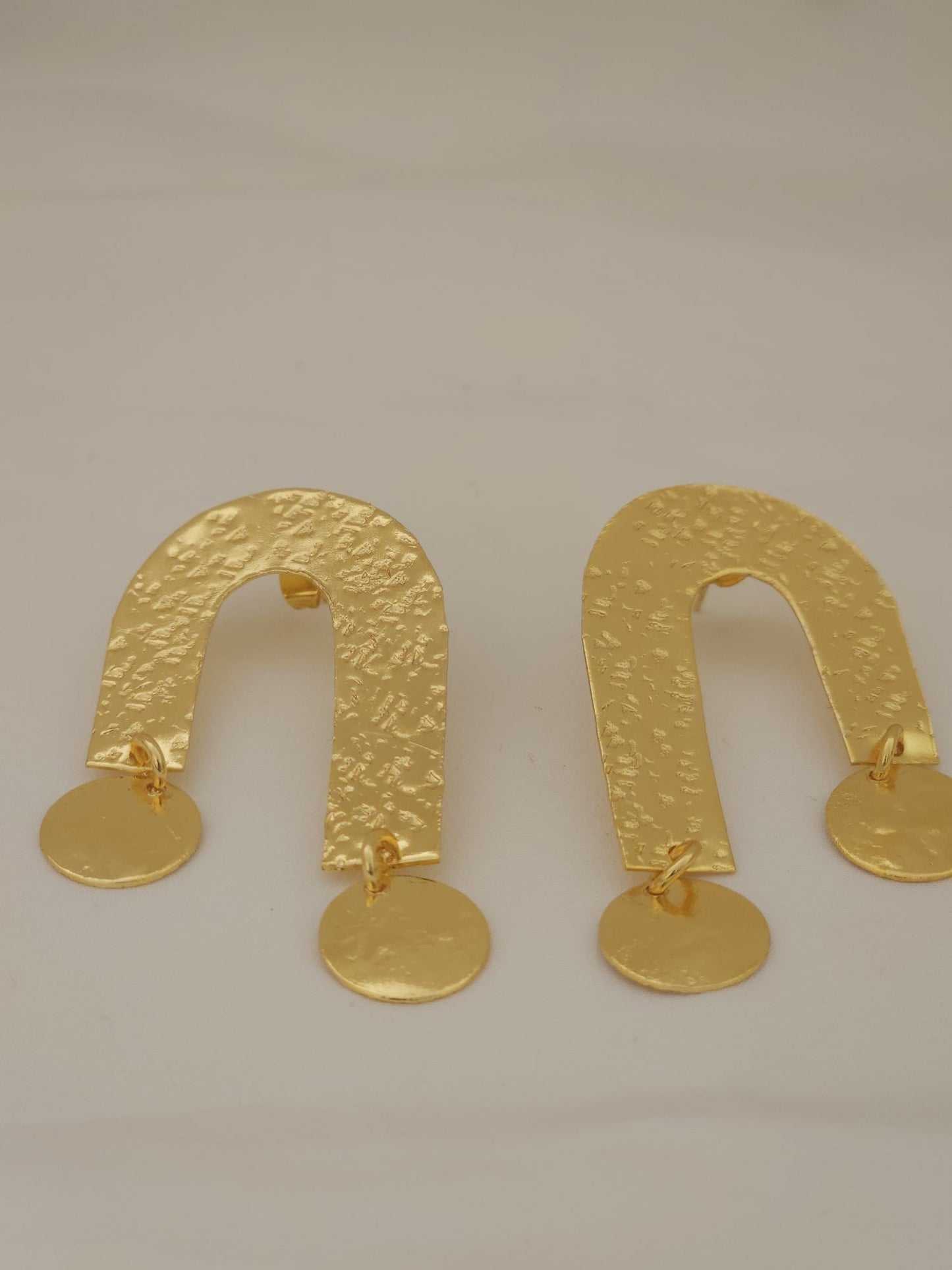 Maya Hammered Arch Earrings – Hand-Finished Brass Geometric Danglers