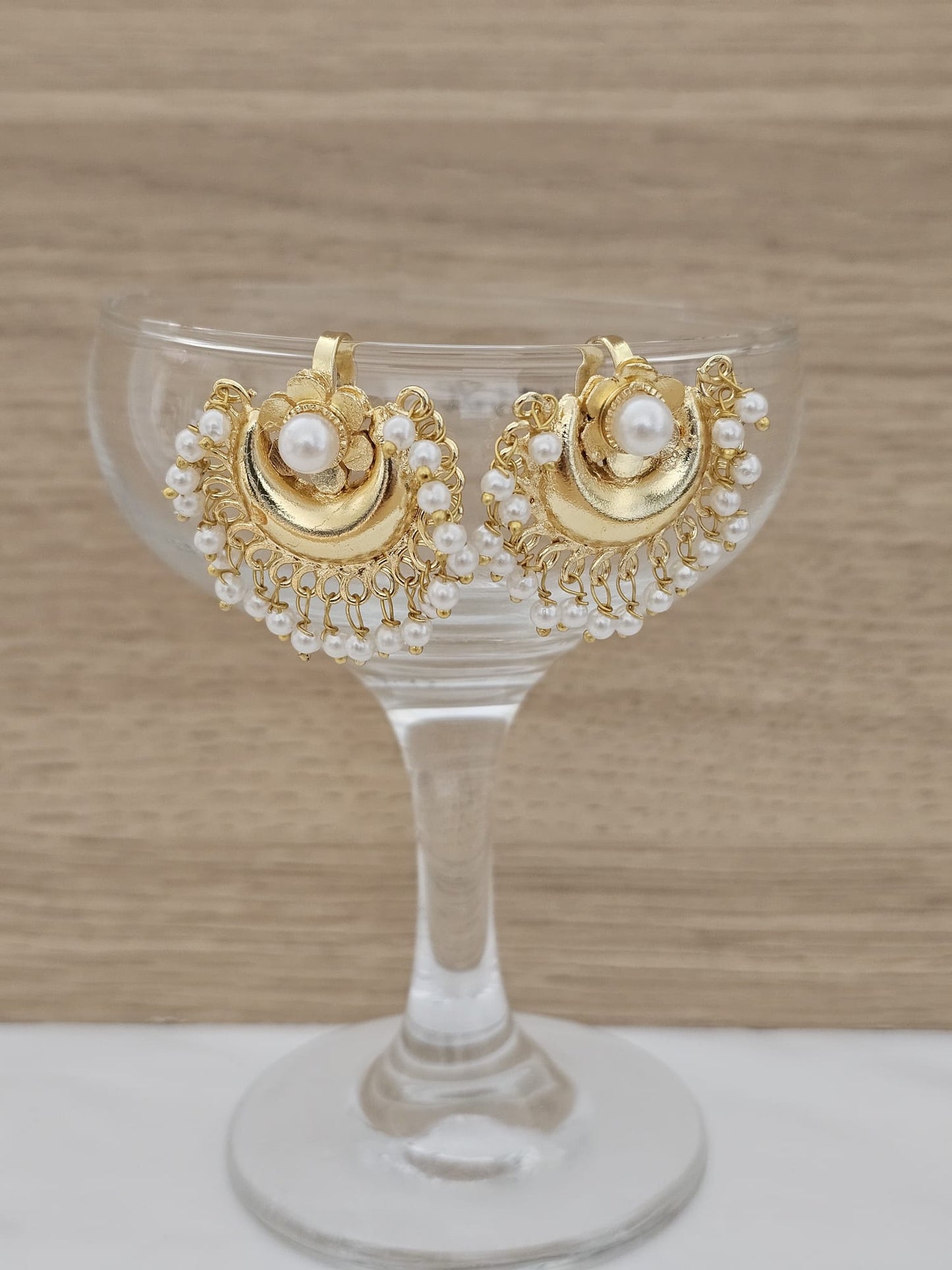 Bugatti Pearl Studs. Handcrafted Brass Bugatti Pearl Studs | Statement Fan Drop Earrings.