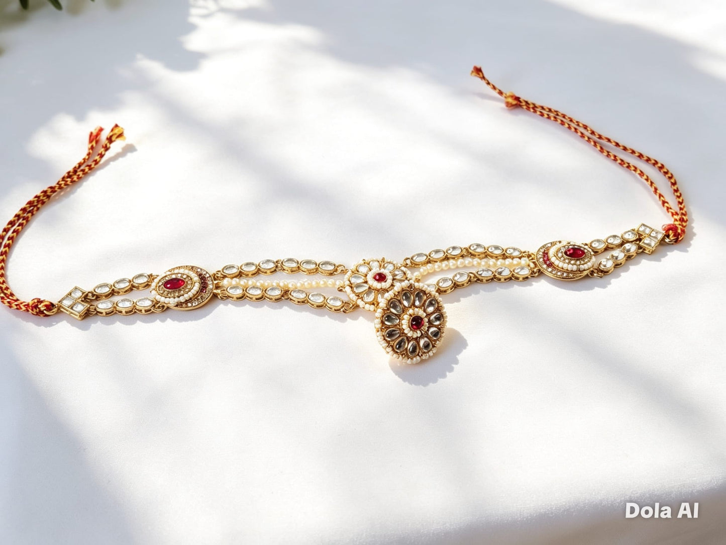 Kundan Matha Pati with Ruby Accents | Traditional Indian Bridal Headpiece | Simply Sajavat Manchester