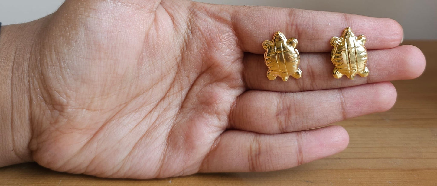 Golden Tortoise Brass Ear Studs