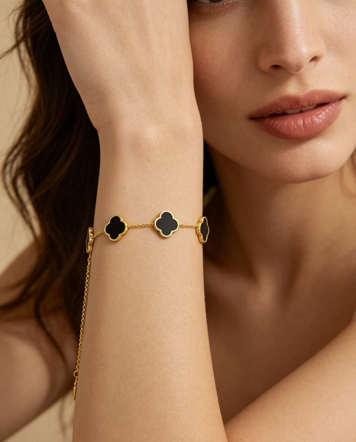 Waterproof Clover Charm Bracelet | Gold Stainless Steel Enamel Bracelet | Simply Sajavat Manchester