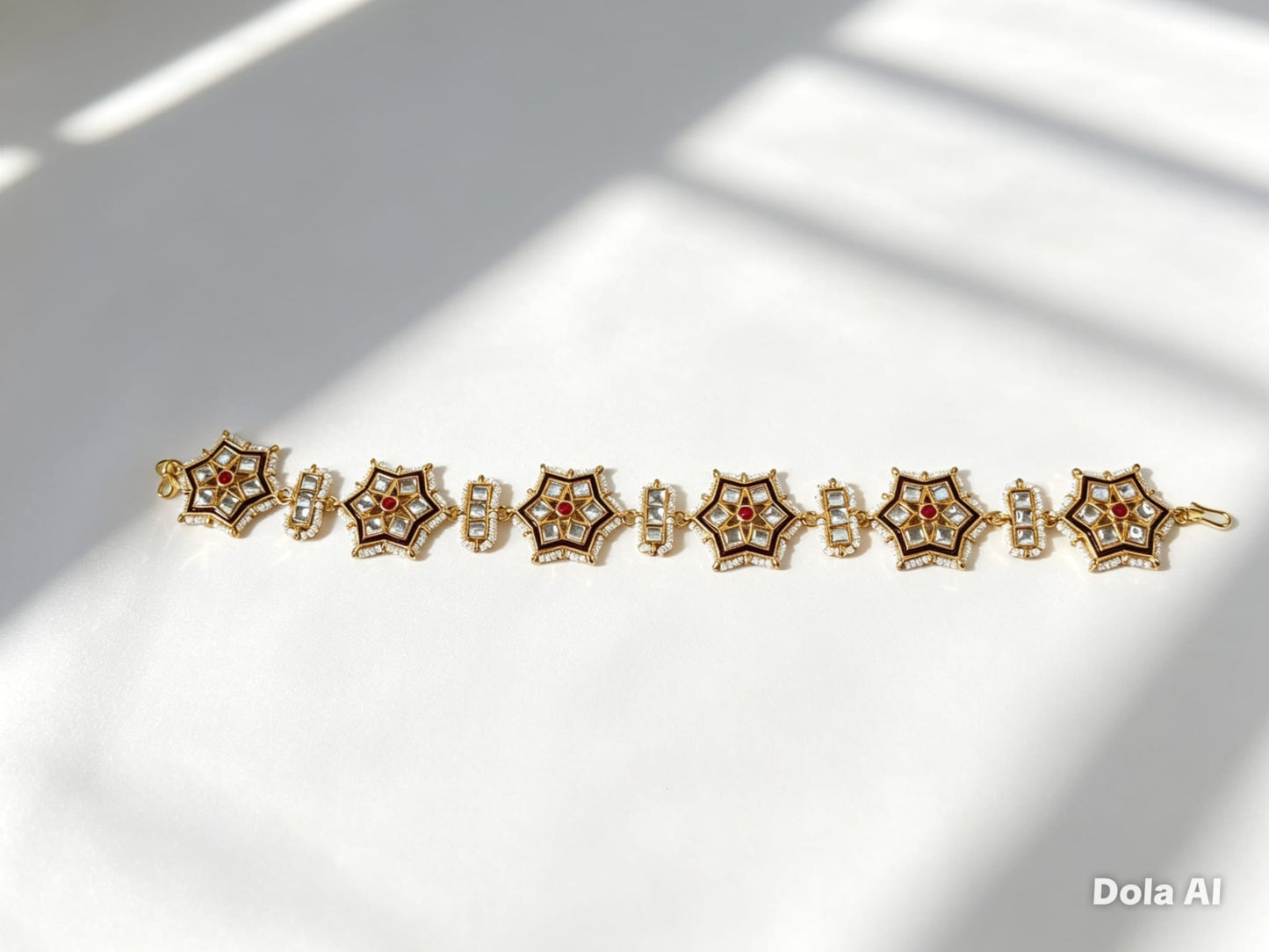 Kundan Star Bracelet with Ruby Accents | Traditional Indian Jewellery | Simply Sajavat Manchester