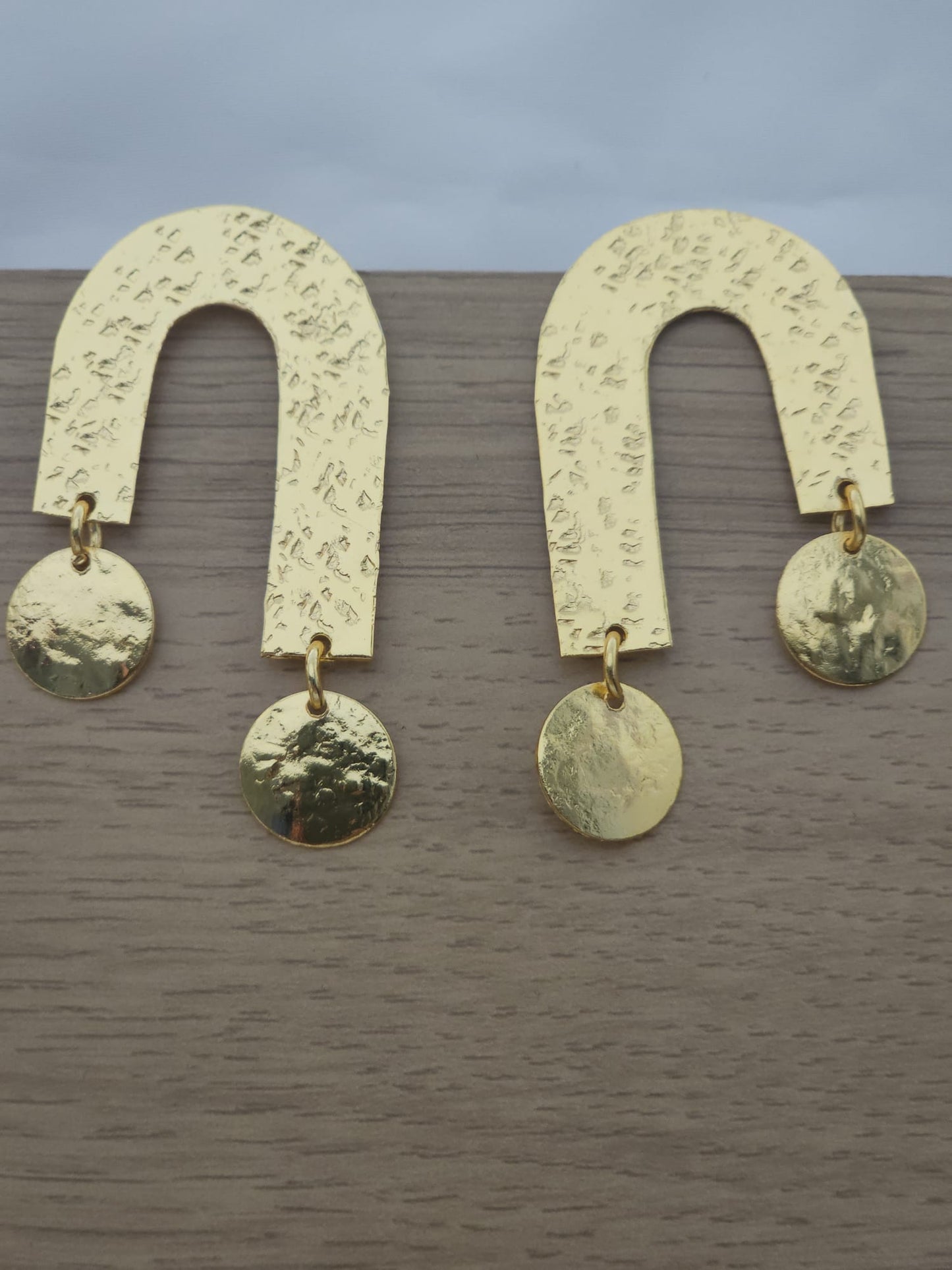 Maya Hammered Arch Earrings – Hand-Finished Brass Geometric Danglers