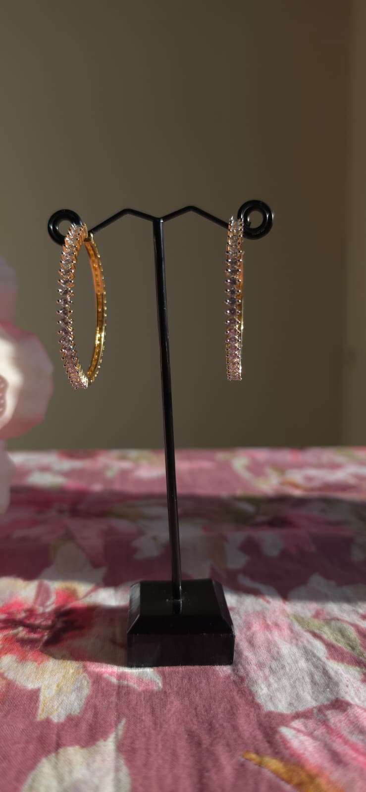 Classic Gold American Diamond Hoop Earrings | Sparkling Cubic Zirconia Huggie Hoops | Simply Sajavat Manchester