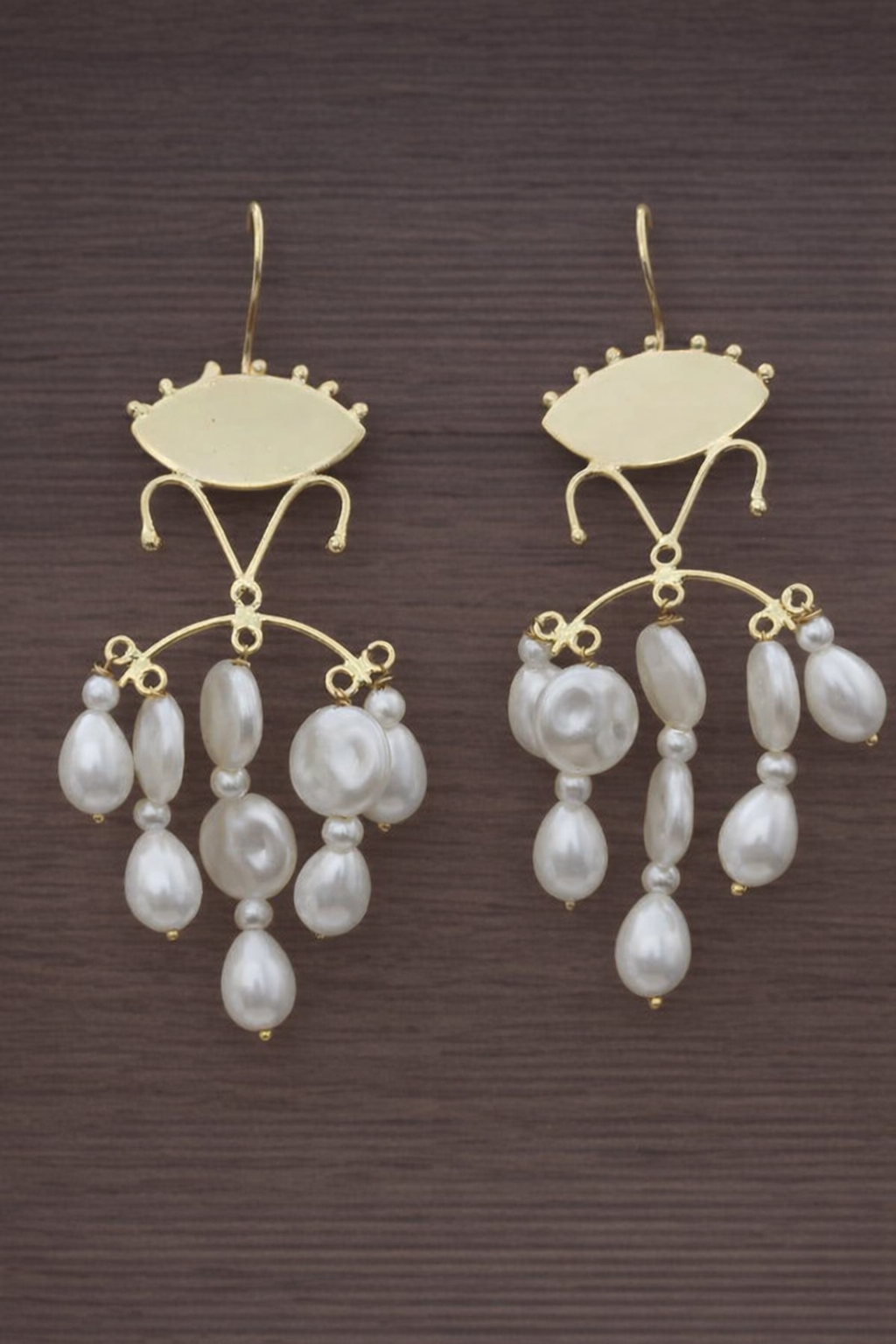 Handcrafted Brass Orbital Hoop Earrings | Pearl Drop Statement Danglers | Premium Artisan Jewelry UK