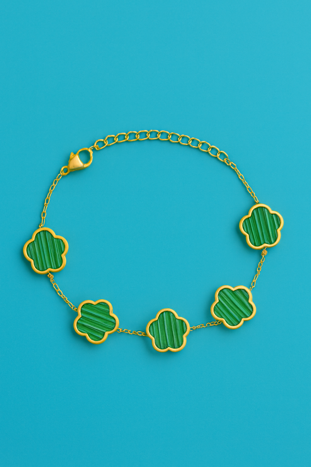 Waterproof Clover Charm Bracelet | Gold Stainless Steel Enamel Bracelet | Simply Sajavat Manchester