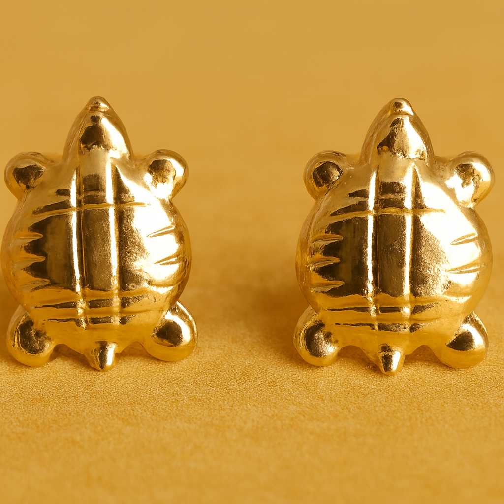 Golden Tortoise Brass Ear Studs