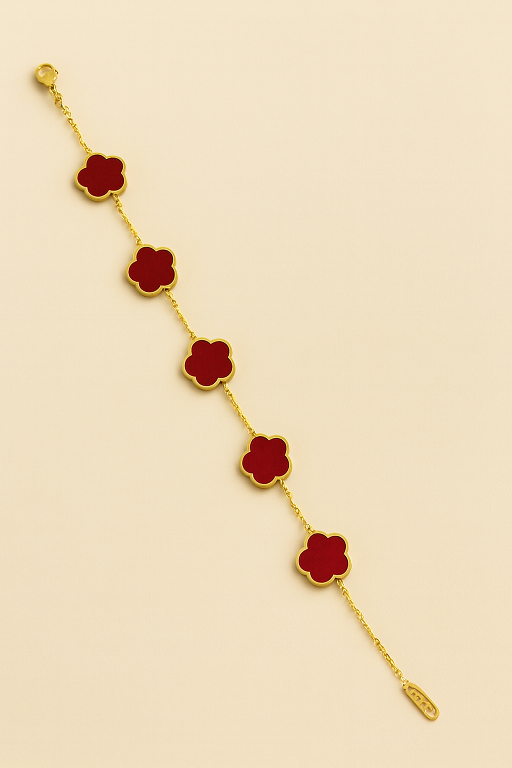 Waterproof Clover Charm Bracelet | Gold Stainless Steel Enamel Bracelet | Simply Sajavat Manchester